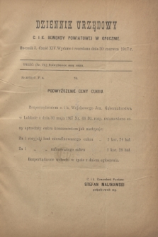 Dziennik Urzędowy C. i K. Komendy Powiatowej w Opocznie.R.3, cz. 14 (20 czerwca 1917)