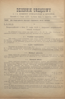 Dziennik Urzędowy c. i k. Komendy Powiatowej w Opocznie.R.4, cz. 25 (7 czerwca 1918)