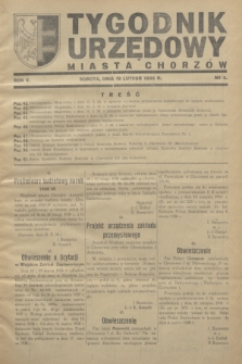 Tygodnik Urzędowy Miasta Chorzów.R.5, nr 6 (19 lutego 1938)