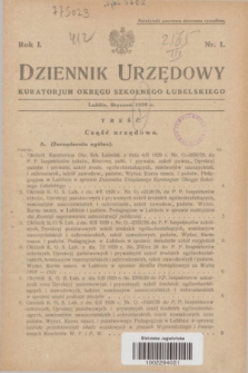 Dziennik Urzędowy Kuratorjum Okręgu Szkolnego Lubelskiego.R.1, nr 1 (styczeń 1929)