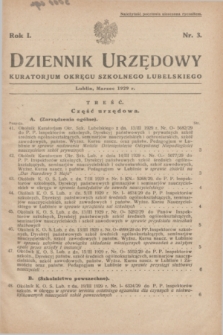 Dziennik Urzędowy Kuratorjum Okręgu Szkolnego Lubelskiego.R.1, nr 3 (marzec 1929)