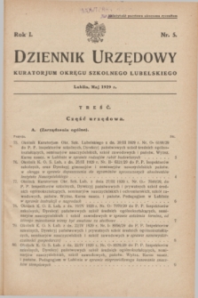 Dziennik Urzędowy Kuratorjum Okręgu Szkolnego Lubelskiego.R.1, nr 5 (maj 1929)