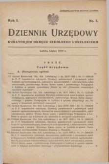 Dziennik Urzędowy Kuratorjum Okręgu Szkolnego Lubelskiego.R.1, nr 7 (lipiec 1929)