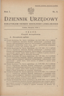 Dziennik Urzędowy Kuratorjum Okręgu Szkolnego Lubelskiego.R.1, nr 8 (sierpień 1929)
