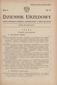 Dziennik Urzędowy Kuratorjum Okręgu Szkolnego Lubelskiego.R.1, nr 9 (wrzesień 1929)