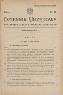 Dziennik Urzędowy Kuratorjum Okręgu Szkolnego Lubelskiego.R.1, nr 11 (listopad 1929)