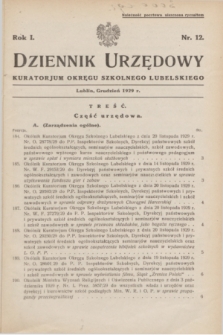 Dziennik Urzędowy Kuratorjum Okręgu Szkolnego Lubelskiego.R.1, nr 12 (grudzień 1929)
