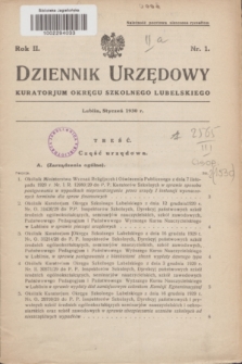 Dziennik Urzędowy Kuratorjum Okręgu Szkolnego Lubelskiego.R.2, nr 1 (styczeń 1930)