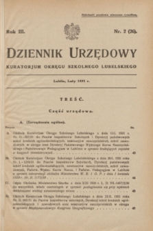 Dziennik Urzędowy Kuratorjum Okręgu Szkolnego Lubelskiego.R.3, nr 2 (luty 1931) = nr 26