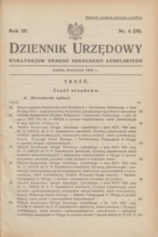 Dziennik Urzędowy Kuratorjum Okręgu Szkolnego Lubelskiego.R.3, nr 4 (kwiecień 1931) = nr 28