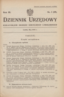 Dziennik Urzędowy Kuratorjum Okręgu Szkolnego Lubelskiego.R.3, nr 5 (maj 1931) = nr 29
