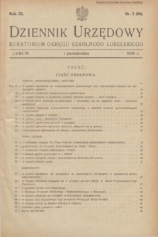 Dziennik Urzędowy Kuratorium Okręgu Szkolnego Lubelskiego.R.9, nr 2 (1 października 1936) = nr 86