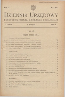 Dziennik Urzędowy Kuratorium Okręgu Szkolnego Lubelskiego.R.9, nr 3 (1 listopada 1936) = nr 87