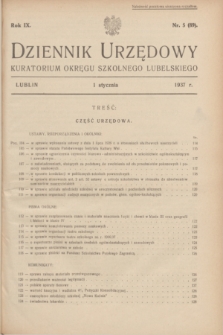 Dziennik Urzędowy Kuratorium Okręgu Szkolnego Lubelskiego.R.9, nr 5 (1 stycznia 1937) = nr 89