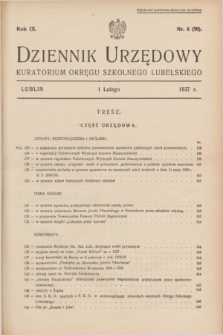 Dziennik Urzędowy Kuratorium Okręgu Szkolnego Lubelskiego.R.9, nr 6 (1 lutego 1937) = nr 90