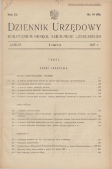 Dziennik Urzędowy Kuratorium Okręgu Szkolnego Lubelskiego.R.9, nr 10 (1 czerwca 1937) = nr 94