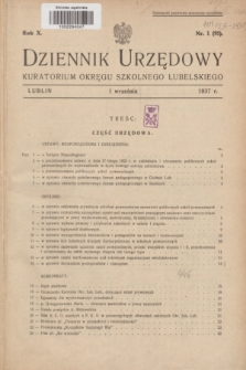 Dziennik Urzędowy Kuratorjum Okręgu Szkolnego Lubelskiego.R.10, nr 1 (1 września 1937) = nr 95