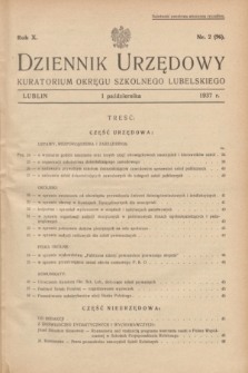 Dziennik Urzędowy Kuratorium Okręgu Szkolnego Lubelskiego.R.10, nr 2 (1 października 1937) = nr 96
