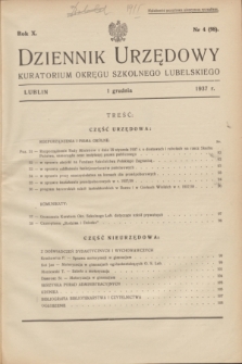 Dziennik Urzędowy Kuratorium Okręgu Szkolnego Lubelskiego.R.10, nr 4 (1 grudnia 1937) = nr 98