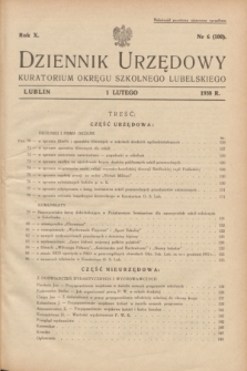 Dziennik Urzędowy Kuratorjum Okręgu Szkolnego Lubelskiego.R.10, nr 6 (1 lutego 1938) = nr 100