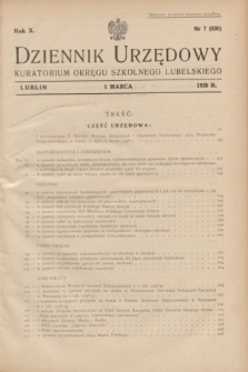 Dziennik Urzędowy Kuratorium Okręgu Szkolnego Lubelskiego.R.10, nr 7 (1 marca 1938) = nr 101