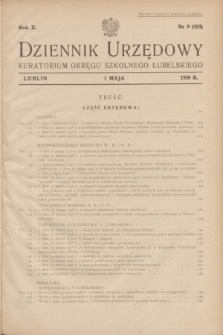 Dziennik Urzędowy Kuratorjum Okręgu Szkolnego Lubelskiego.R.10, nr 9 (1 maja 1938) = nr 103
