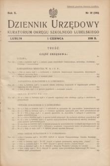 Dziennik Urzędowy Kuratorjum Okręgu Szkolnego Lubelskiego.R.10, nr 10 (1 czerwca 1938) = nr 104