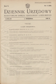 Dziennik Urzędowy Kuratorjum Okręgu Szkolnego Lubelskiego.R.10, nr 11 (1 września 1938) = nr 105