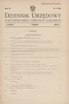 Dziennik Urzędowy Kuratorium Okręgu Szkolnego Lubelskiego.R.11, nr 3 (1 marca 1939) = nr 111