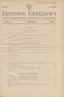 Dziennik Urzędowy Kuratorium Okręgu Szkolnego Lubelskiego.R.11, nr 4 (1 kwietnia 1939) = nr 112