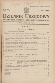 Dziennik Urzędowy Kuratorjum Okręgu Szkolnego Lubelskiego.R.6, nr 2 (październik 1933) = nr 56