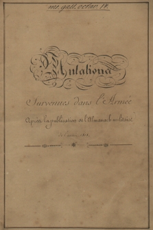 Mutations survenues dans l’armée après la publication de l’almanach militaire de l’année 1818
