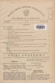 Warszawski Dziennik Wojewódzki dla Obszaru M. St. Warszawy.R.8 [i.e.10], № 1 (10 stycznia 1929)