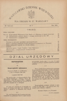 Warszawski Dziennik Wojewódzki dla Obszaru M. St. Warszawy.R.8 [i.e.10], № 17 (25 kwietnia 1929)