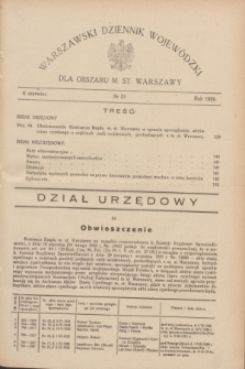 Warszawski Dziennik Wojewódzki dla Obszaru M. St. Warszawy.R.8 [i.e.10], № 23 (6 czerwca 1929)