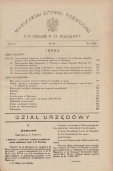 Warszawski Dziennik Wojewódzki dla Obszaru M. St. Warszawy.R.8 [i.e.10], № 27 (4 lipca 1929)
