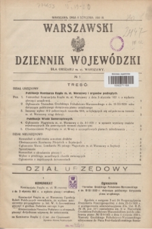 Warszawski Dziennik Wojewódzki dla Obszaru m. st. Warszawy.1931, № 1 (8 stycznia)