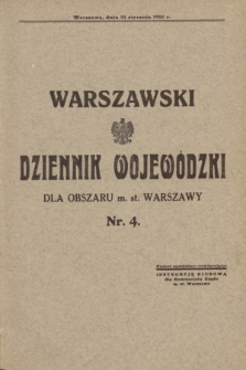 Warszawski Dziennik Wojewódzki dla Obszaru m. st. Warszawy.1931, nr 4 (31 stycznia)
