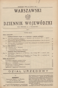 Warszawski Dziennik Wojewódzki dla Obszaru m. st. Warszawy.1931, № 6 (16 lutego)