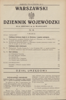 Warszawski Dziennik Wojewódzki dla Obszaru m. st. Warszawy.1931, nr 16 (30 kwietnia)