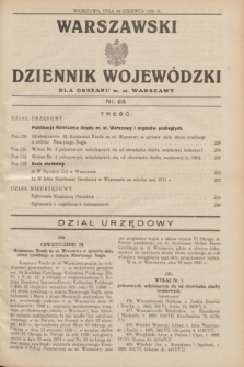 Warszawski Dziennik Wojewódzki dla Obszaru m. st. Warszawy.1931, nr 23 (18 czerwca)