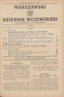 Warszawski Dziennik Wojewódzki dla Obszaru m. st. Warszawy.1931, nr 29 (30 lipca)