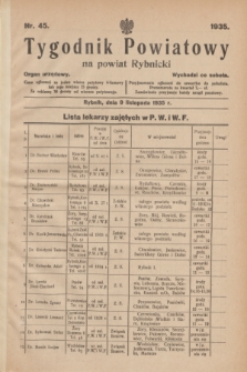 Tygodnik Powiatowy na powiat Rybnicki : organ urzędowy.1935, nr 45 (9 listopada)