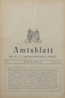Amtsblatt des K. u. K. Kreiskommandos Zamość.J.4, № 2 (10 März 1918)