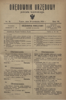 Orędownik Urzędowy powiatu tczewskiego. R.7, nr 18 (29 kwietnia 1926)