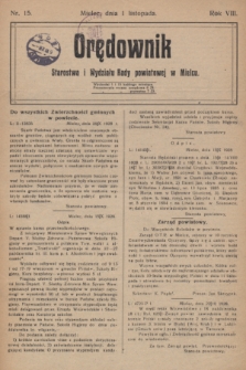 Orędownik Starostwa i Wydziału Rady powiatowej w Mielcu. R.8, nr 15 (1 listopada 1928)