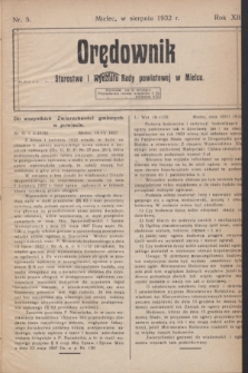 Orędownik Starostwa i Wydziału Rady powiatowej w Mielcu. R.12, nr 5 (sierpień 1932)
