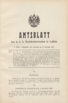 Amtsblatt des k. u. k. Kreiskommandos in Lublin.1915, Stück 2 (15 Dezember) + dod.