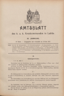 Amtsblatt des K. u. K. Kreiskommandos in Lublin.Jg.3, Stück 4 (20 Juni 1917)