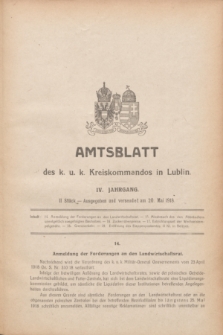 Amtsblatt des k. u. k. Kreiskommandos in Lublin.Jg.4, Stück 2 (20 Mai 1918)